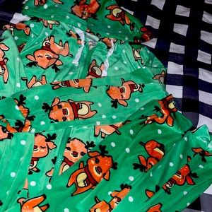 Full coverage Christmas reindeer zip up onsie, Size LG